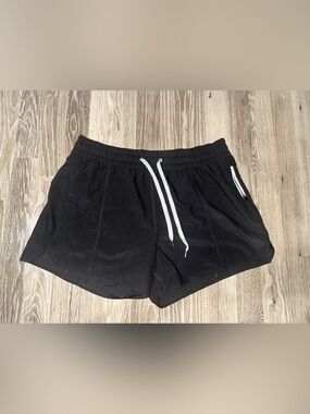 Vuori Black Athletic Shorts with White Drawstring